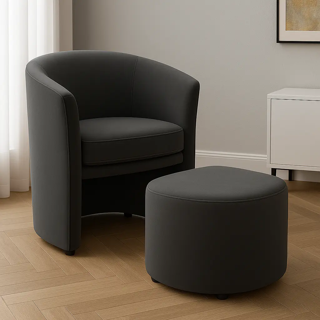 Huggy Velvet Armchair and Ottoman - Image 4