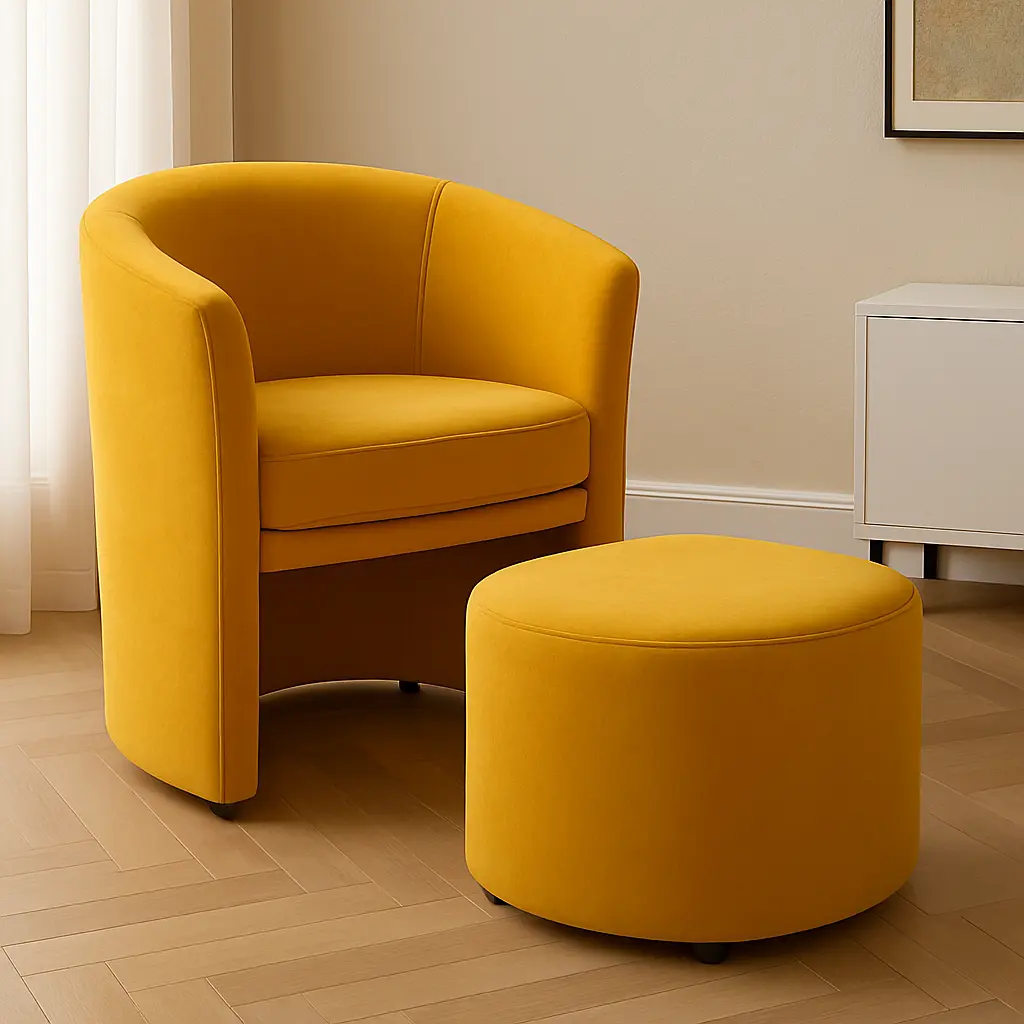 Huggy Velvet Armchair and Ottoman - Image 2