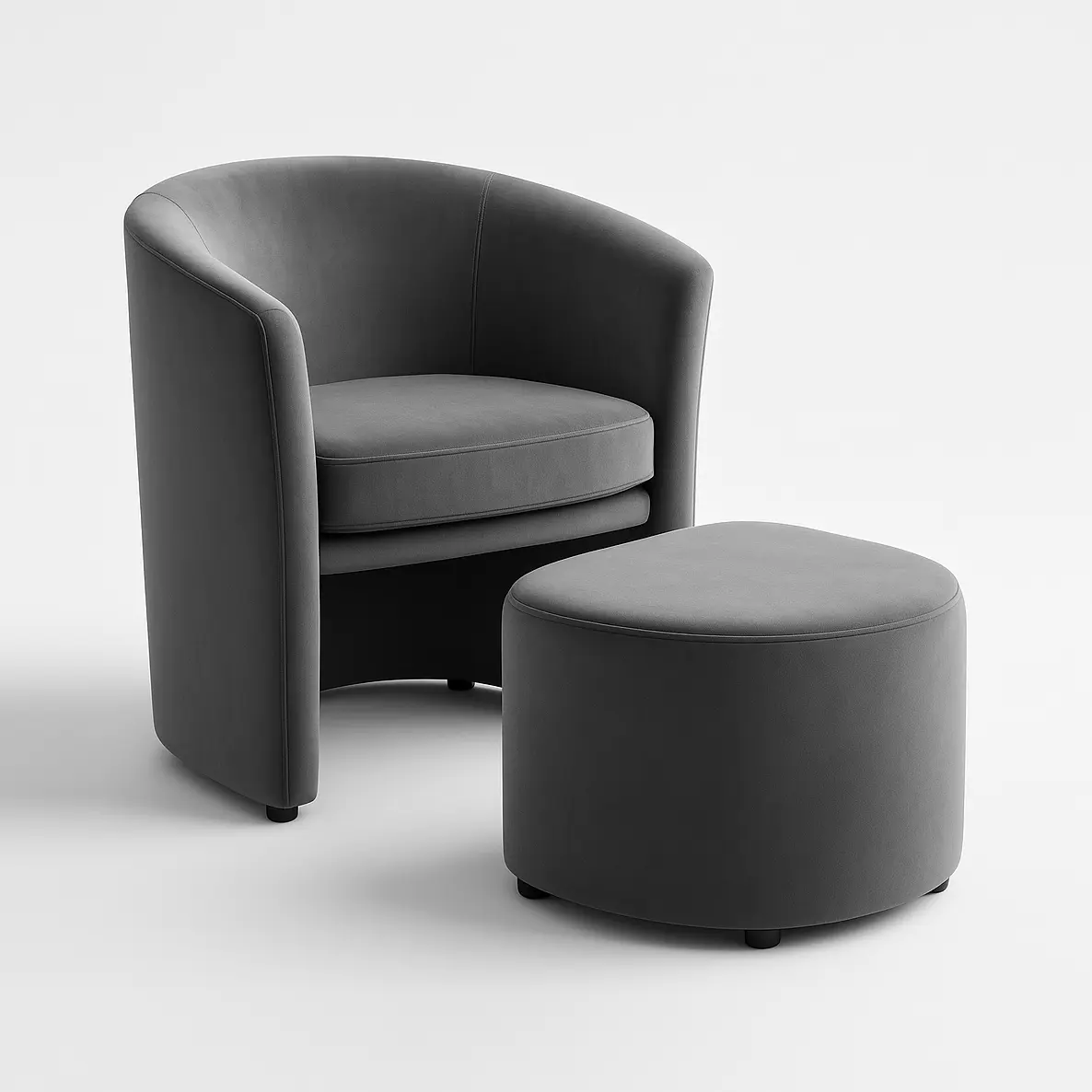 Huggy Velvet Armchair and Ottoman - Image 6